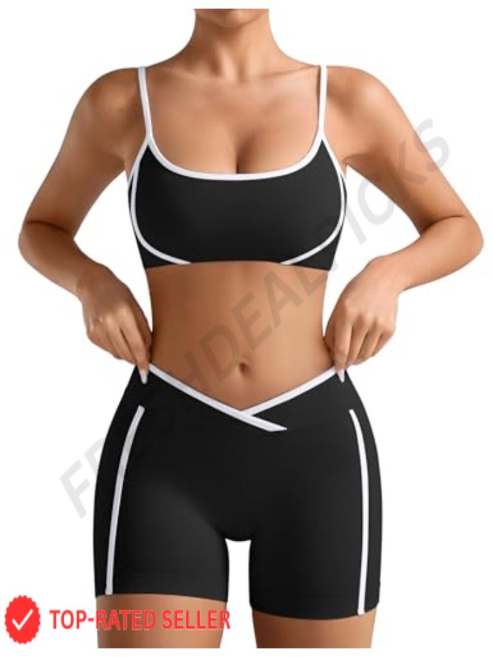 2 Piece Workout Set Seamless Sports Bra & Shorts Polyamide Elastane